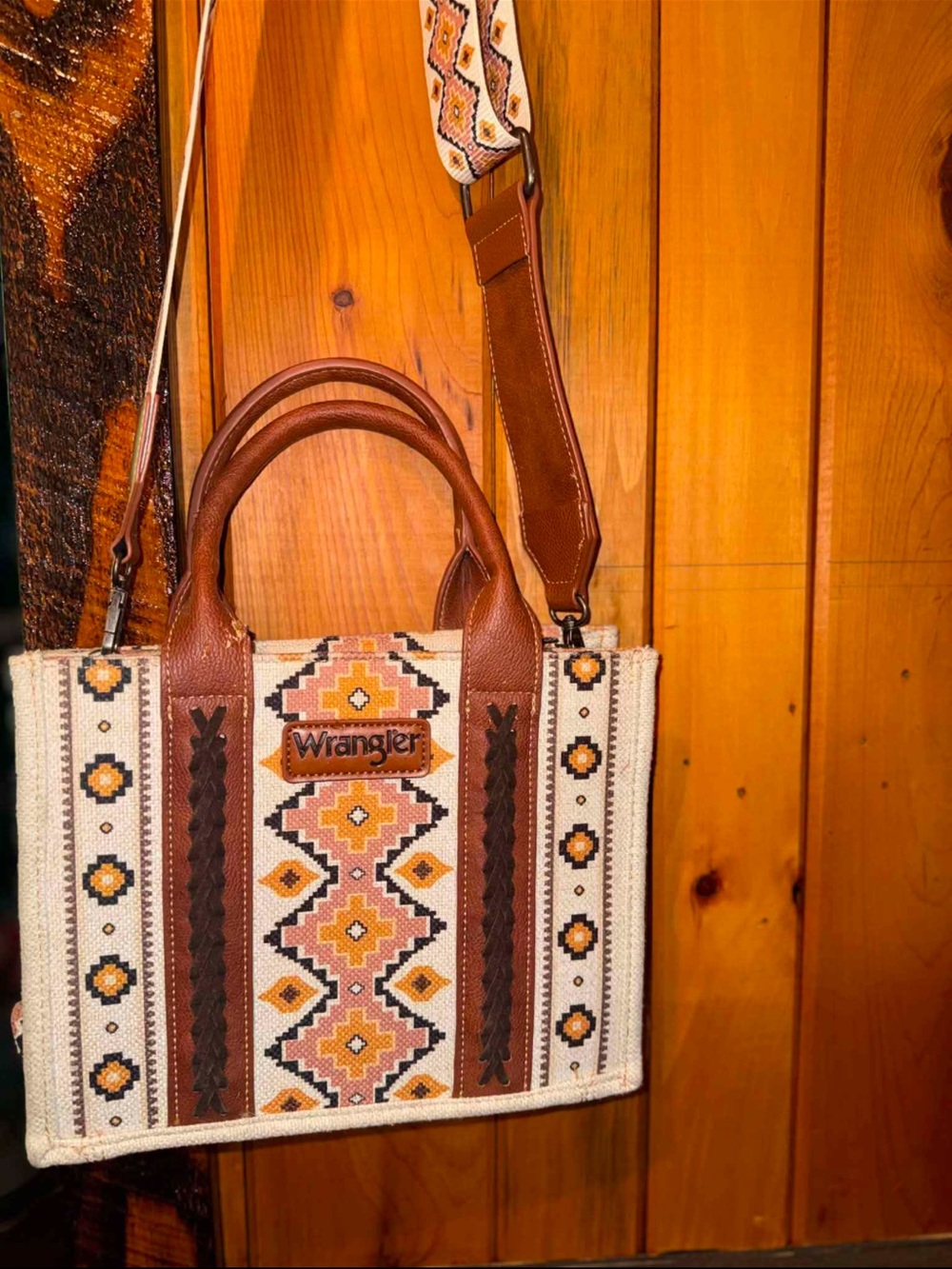 Wrangler Southwestern Tote in Brown, Cream, Yellow
